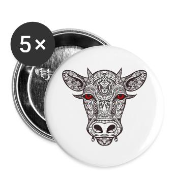 Kuh Bulle - Buttons groß 56 mm (5er Pack) - Weiß - Vorne