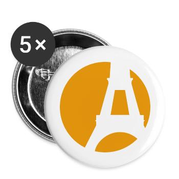 Die gelbe Silhouette des Eiffelturms Paris - Buttons groß 56 mm (5er Pack) - Weiß - Vorne