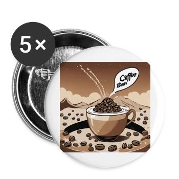 Coffee Bean Art - Buttons large 2.2''/56 mm (5-pack) - white - Front