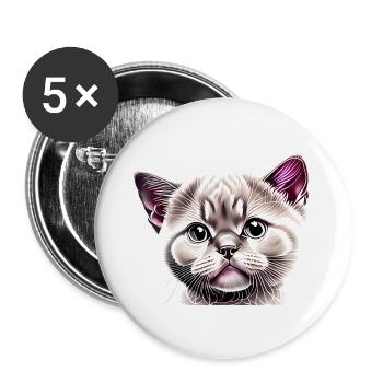 British Shorthair, Chat, Chaton, Chats, Chats, Tomcats, - Lot de 5 grands badges (56 mm) - blanc - Devant