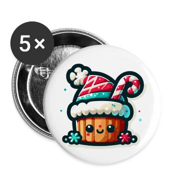 Santa Hat Cupcake: A Sweet Christmas Treat! - Buttons large 2.2''/56 mm (5-pack) - white - Front