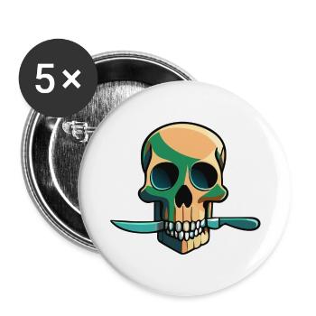 dead head with knife - Buttons groß 56 mm (5er Pack) - Weiß - Vorne