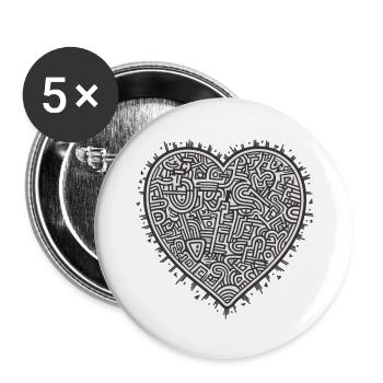 Herz Liebe - Buttons groß 56 mm (5er Pack) - Weiß - Vorne