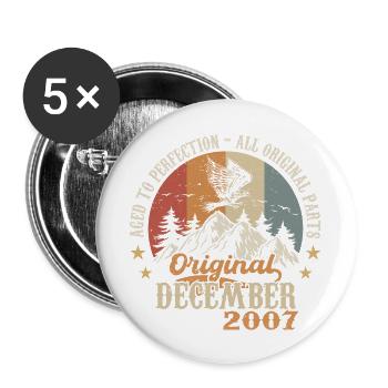 Décembre 2007 Anniversaire 2007 Légendes Décembre - Lot de 5 grands badges (56 mm) - blanc - Devant