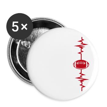Rugby Heartbeat Rugby Gift Idea - Buttons large 2.2''/56 mm (5-pack) - white - Front