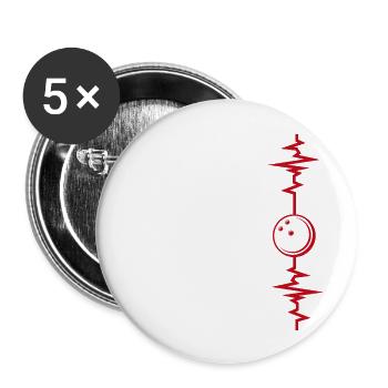 Bowling Herzschlag Bowling Geschenkidee - Buttons groß 56 mm (5er Pack) - Weiß - Vorne