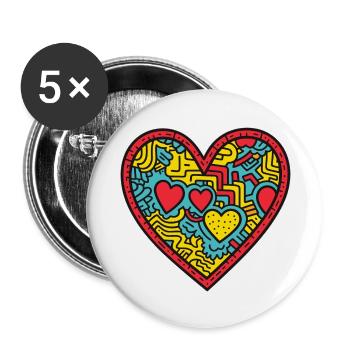 Herz Liebe - Buttons groß 56 mm (5er Pack) - Weiß - Vorne