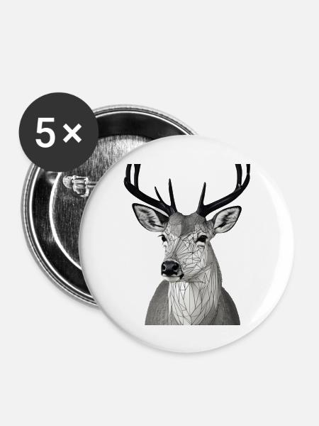 Modernes Reh - Buttons groß 56 mm (5er Pack) - Weiß