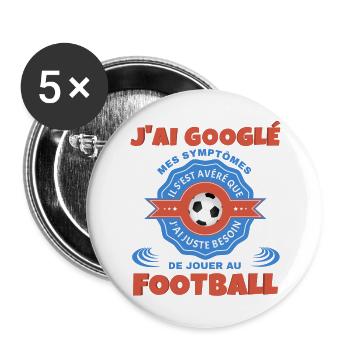 Football - Lot de 5 grands badges (56 mm) - blanc - Devant
