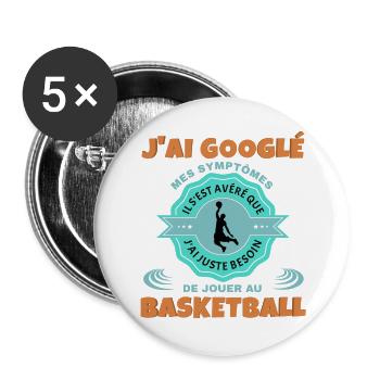 Basketball - Lot de 5 grands badges (56 mm) - blanc - Devant