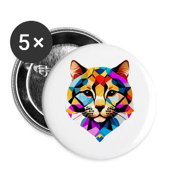 Chat, Propriétaire de chat, Chaton, Animal de compagnie, Chat domestique - Lot de 5 grands badges (56 mm) - blanc - Devant