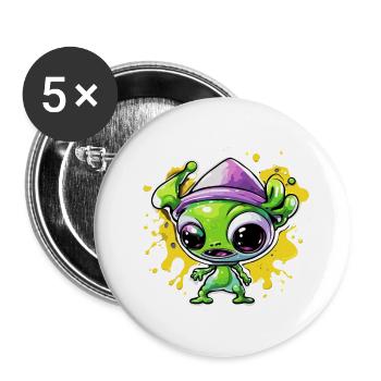 Alien / Außerirdisch / Ufo / Area 51 / All / Mars - Buttons large 2.2''/56 mm (5-pack) - white - Front