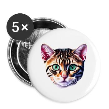 Domestic Cat, Cat, Cat Owner, Siamese Cat, Kitten - Buttons large 2.2''/56 mm (5-pack) - white - Front