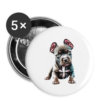 Staffordshire Bull Terrier Dogs Dog Owners Dog - Buttons large 2.2''/56 mm (5-pack) - white - Front