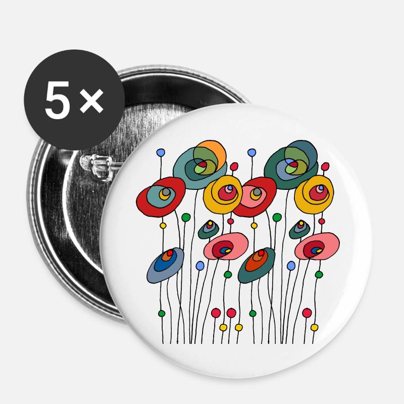 Blumen - Buttons groß 56 mm (5er Pack) - Weiß