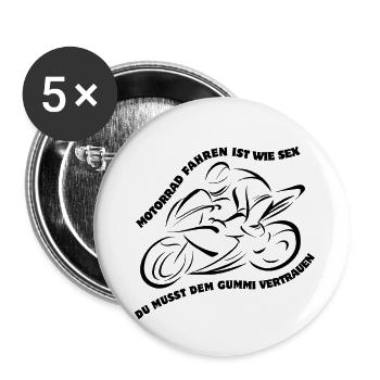Motorrad fahren ist wie Sex - Buttons groß 56 mm (5er Pack) - Weiß - Vorne
