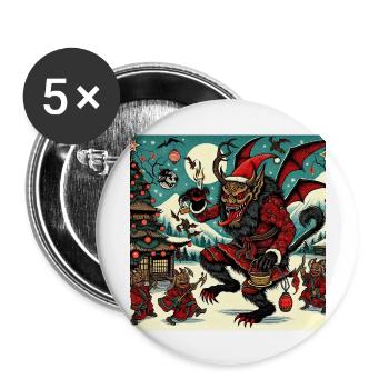 Noël Krampus - Lot de 5 grands badges (56 mm) - blanc - Devant