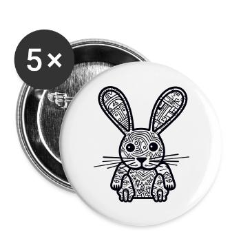 Hase - Buttons groß 56 mm (5er Pack) - Weiß - Vorne