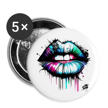 Lips Graffiti Style - Buttons large 2.2''/56 mm (5-pack) - white - Front