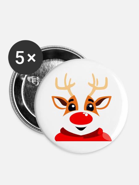 reindeer - Buttons groß 56 mm (5er Pack) - Weiß