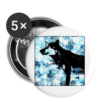 Silhouette de loup Aquarelles - Lot de 5 grands badges (56 mm) - blanc - Devant