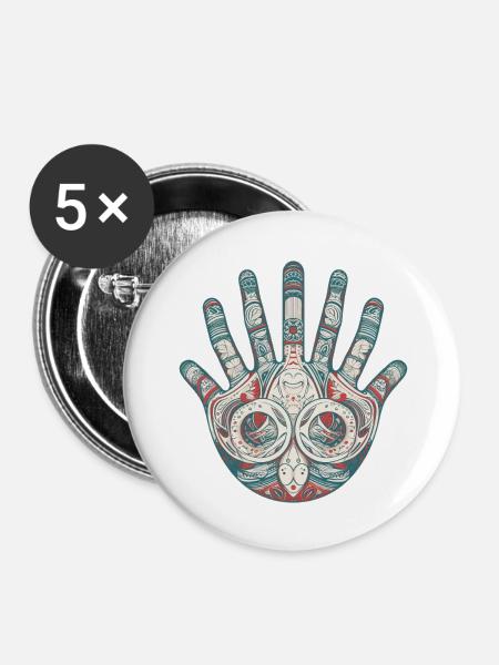 Hand Finger - Buttons groß 56 mm (5er Pack) - Weiß