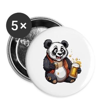 Panda / Tier / Zoo / Bambus / Wild / Kindlich - Buttons groß 56 mm (5er Pack) - Weiß - Vorne