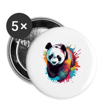 Panda / Animal / Zoo / Bamboo / Wild / Childlike - Buttons large 2.2''/56 mm (5-pack) - white - Front