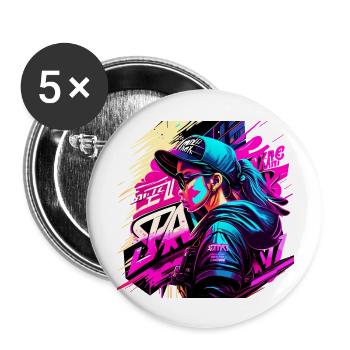 Graffitti Fille - Lot de 5 grands badges (56 mm) - blanc - Devant