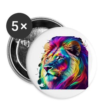 Lion Portrait - Buttons large 2.2''/56 mm (5-pack) - white - Front