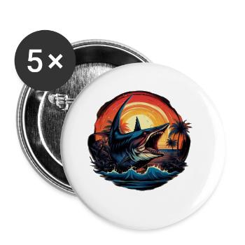 Shark Catch of the Day - Buttons large 2.2''/56 mm (5-pack) - white - Front