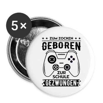 Zocken 3 - Buttons groß 56 mm (5er Pack) - Weiß - Vorne