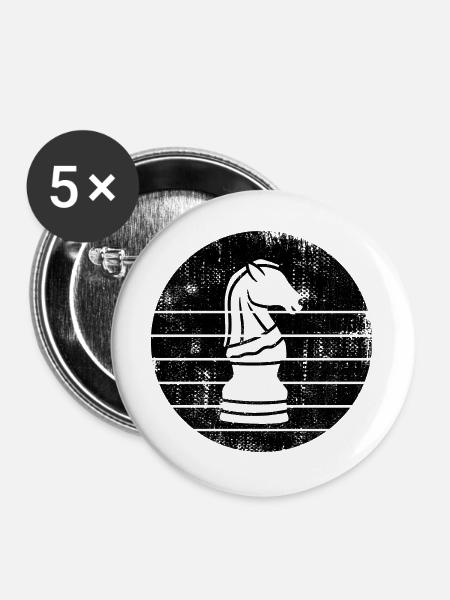 Schach Springer Zeichnung - Buttons groß 56 mm (5er Pack) - Weiß