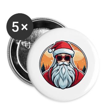 Santa Claus Christmas Illustration - Buttons large 2.2''/56 mm (5-pack) - white - Front