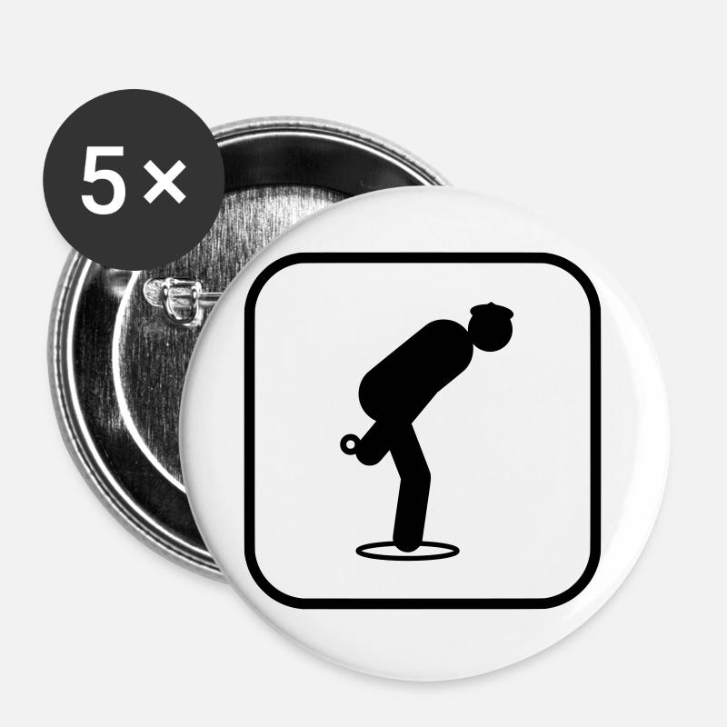 Petanque Sportsymbol - Buttons groß 56 mm (5er Pack) - Weiß