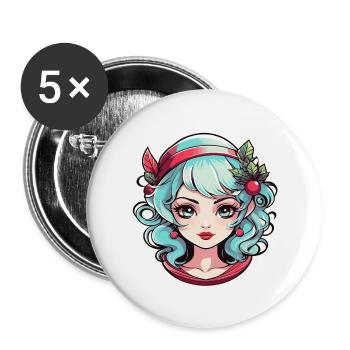 Elf Christmas Illustration - Buttons large 2.2''/56 mm (5-pack) - white - Front