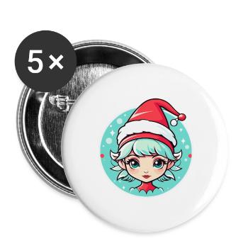 Elf Christmas Illustration - Buttons large 2.2''/56 mm (5-pack) - white - Front
