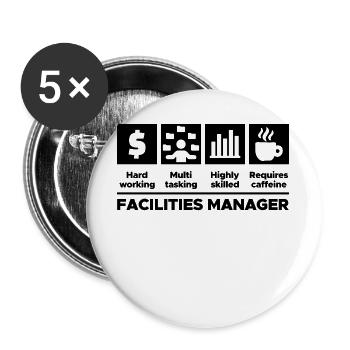 Manager Statement Job Arbeit Workaholic Karriere - Buttons groß 56 mm (5er Pack) - Weiß - Vorne