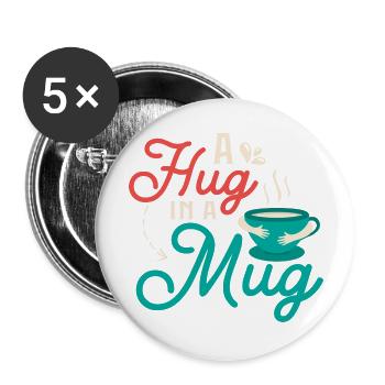 A hug in a mug Tea Bag Tea Drinker - Buttons groß 56 mm (5er Pack) - Weiß - Vorne