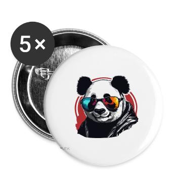 Panda / Animal / Zoo / Bambou / Sauvage / Enfantin - Lot de 5 grands badges (56 mm) - blanc - Devant