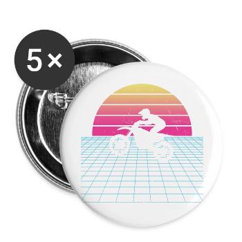 Men's Dirt Bike Supermoto Dirt Bike Women's - Buttons large 2.2''/56 mm (5-pack) - white - Front