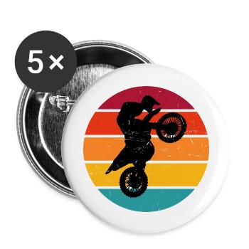 Men's Dirt Bike Women's Freestyle Motocross - Buttons large 2.2''/56 mm (5-pack) - white - Front