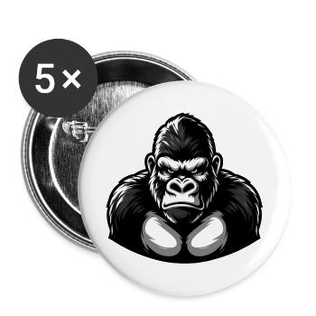 Kraftvoller Schwarz-Weiß-Gorilla - Buttons groß 56 mm (5er Pack) - Weiß - Vorne