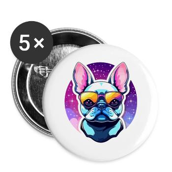 French Bulldog Dog Illustration - Buttons large 2.2''/56 mm (5-pack) - white - Front