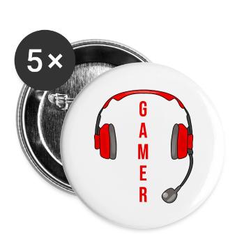 Casque de jeu Gamer Jeux de casque de jeu - Lot de 5 grands badges (56 mm) - blanc - Devant