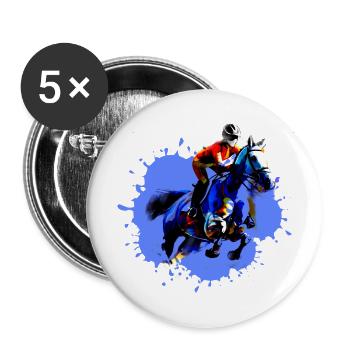 Équitation,Cavalier,Course,Équitation,Tournoi d’équitation - Lot de 5 grands badges (56 mm) - blanc - Devant