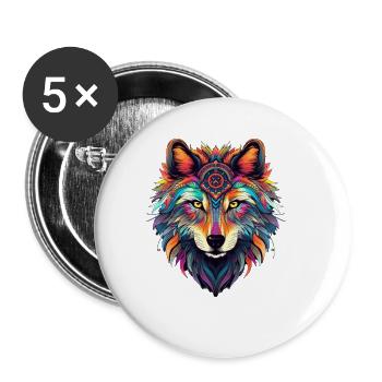 Neon-Shadow-Wolfenkreis - Buttons groß 56 mm (5er Pack) - Weiß - Vorne