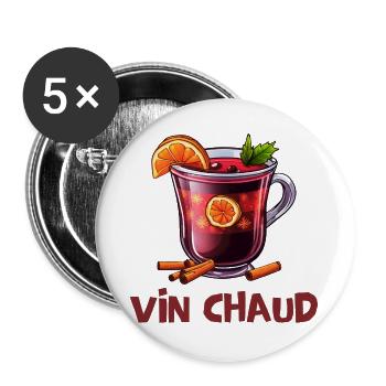 Winter sports, mulled wine, winter holidays - Buttons large 2.2''/56 mm (5-pack) - white - Front