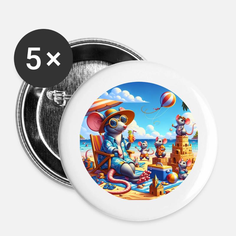 Rats on the beach - Buttons large 2.2''/56 mm (5-pack) - white