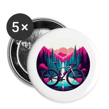 Vélo sur fond de nature violette. - Lot de 5 grands badges (56 mm) - blanc - Devant